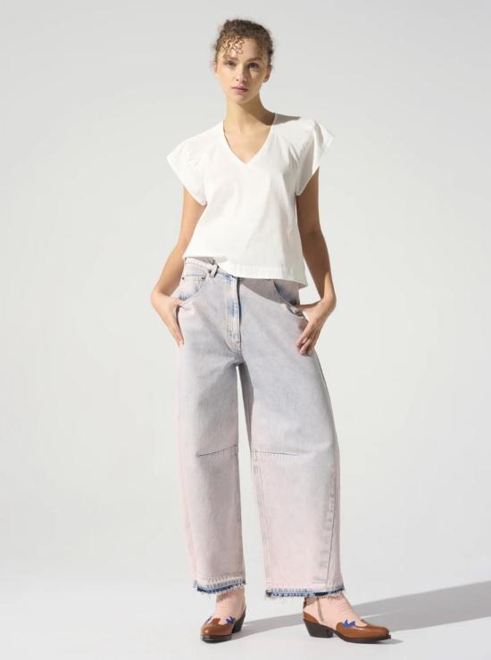  Cotélac 블라우스 코텔락 크리스탈 플리츠 반팔  화이트