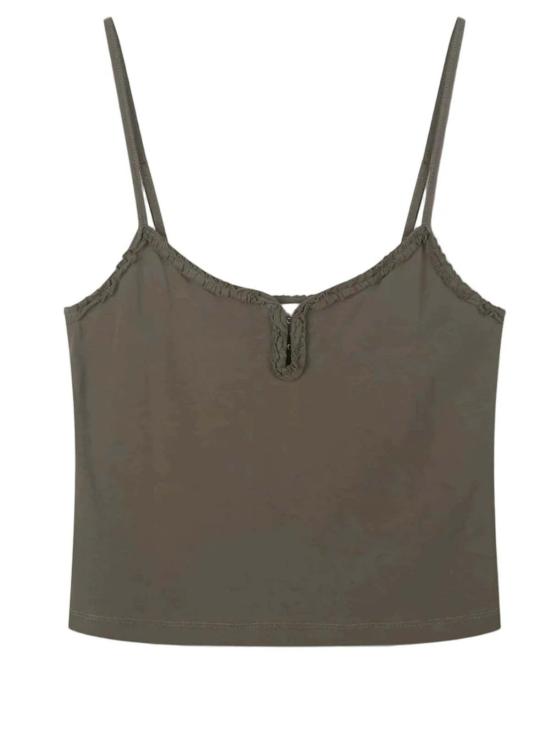  데이지 스튜디오 민소매 티셔츠 Deiji Studios Clasp Singlet Top Khaki - DEIJI STUDIO