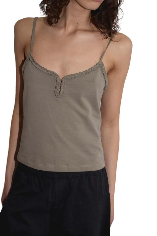  데이지 스튜디오 민소매 티셔츠 Deiji Studios Clasp Singlet Top Khaki - DEIJI STUDIO