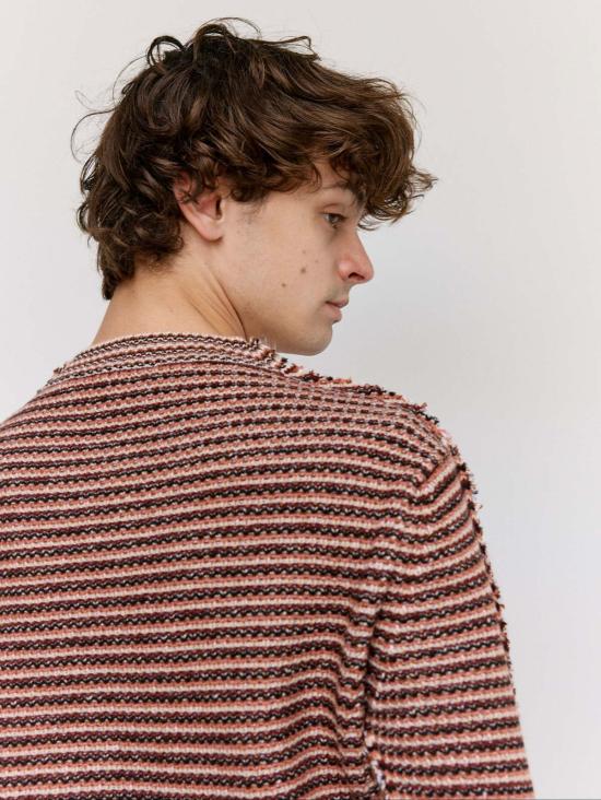  마르니 스웨터 소프트 핑크 스트라이프 모헤어 & 울 하프앤하프 - MARNI