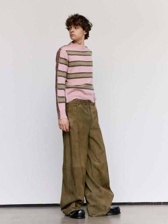  마르니 스웨터 소프트 핑크 스트라이프 모헤어 & 울 하프앤하프 - MARNI