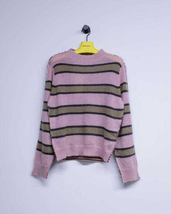  마르니 스웨터 소프트 핑크 스트라이프 모헤어 & 울 하프앤하프 - MARNI