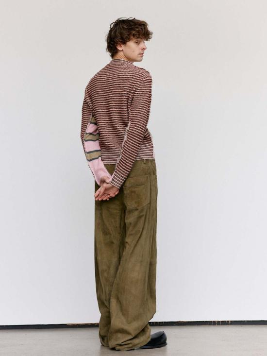  마르니 스웨터 소프트 핑크 스트라이프 모헤어 & 울 하프앤하프 - MARNI