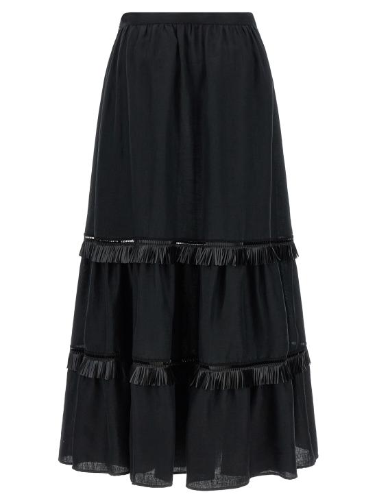 26SS 키톤 미디 스커트 D61215H0969003001 Black - KITON