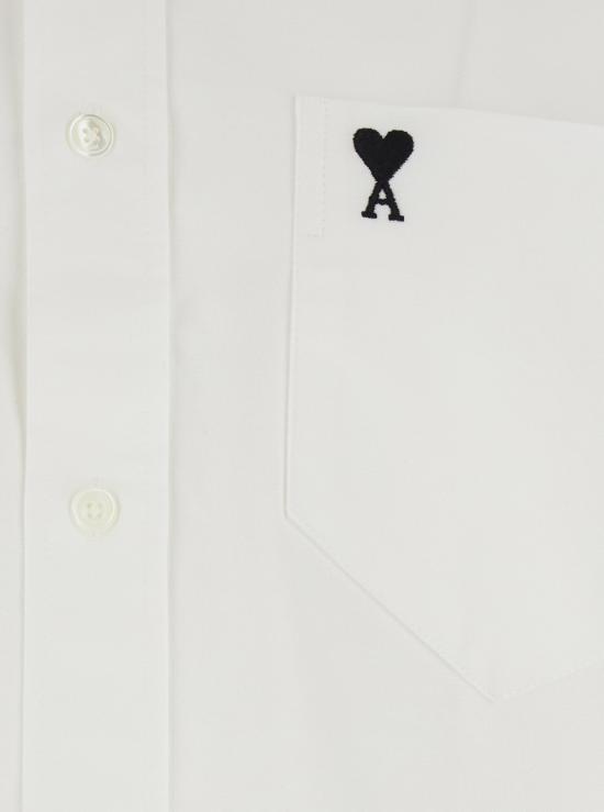 26SS 아미 코튼 박시 자수 아미 드 하트 HSH823CO0031168 White - AMI