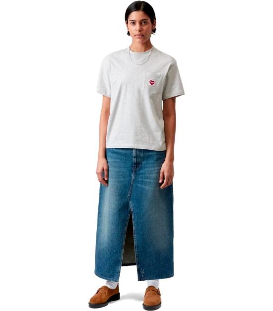 26SS 칼하트 WIP 포켓 하트 숏 슬리브 티셔츠 I032180 3QI XX S Grey - CARHARTT WIP