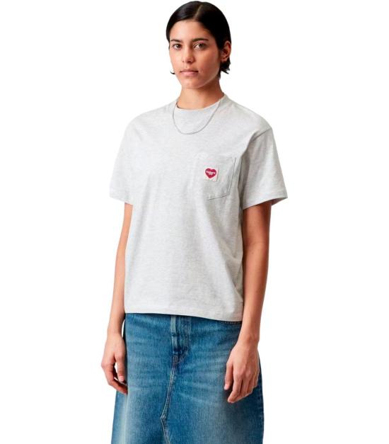 26SS 칼하트 WIP 포켓 하트 숏 슬리브 티셔츠 I032180 3QI XX S Grey - CARHARTT WIP