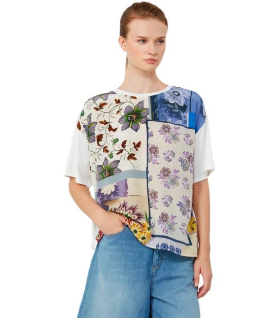 26SS 위켄드막스마라 팜파스 코튼 티셔츠 2615941062600 001 XS White - WEEKEND MAX MARA
