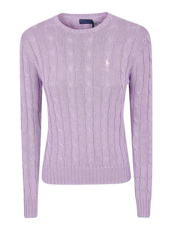 26SS 폴로 랄프로렌 포니 로고 피마코튼 케이블 니트 스웨터 211971869505 Light Purple