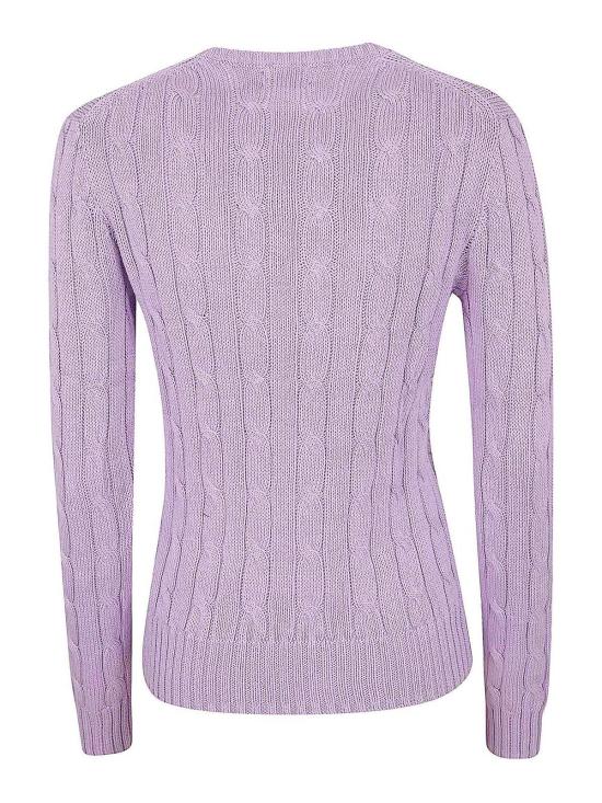 26SS 폴로 랄프로렌 포니 로고 피마코튼 케이블 니트 스웨터 211971869505 Light Purple - POLO RALPH LAUREN
