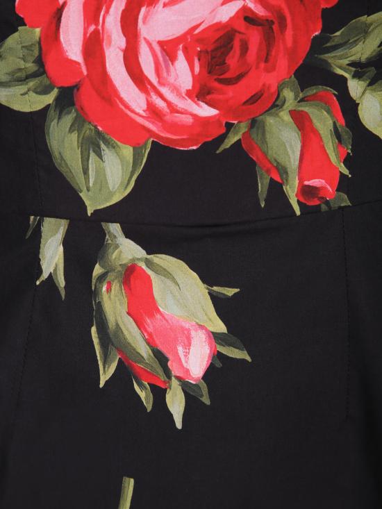 26SS 돌체앤가바나 로즈 부케 프린트 코튼 탑 F7BB8T HS5UT HN5ZN Black - DOLCE & GABBANA