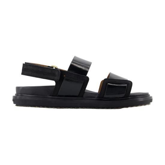 26SS 마르니 퍼스벨트 레더 더블 스트랩 샌들 FBMS018001 P7615 00N99 BLACK DOM