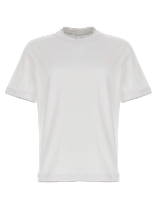 26SS 브루넬로 쿠치넬리 자수 로고 티셔츠 M0B137427CW787