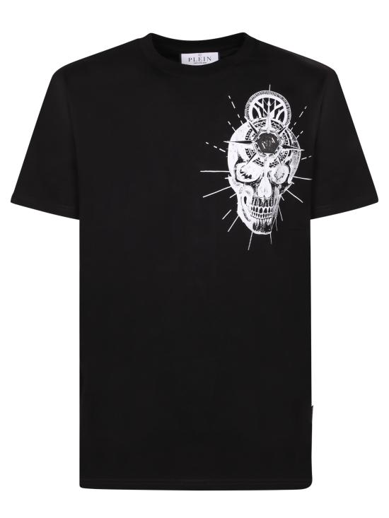 26SS 필립 플레인 반팔 티셔츠 MTK8857 PJY002N 02 Black