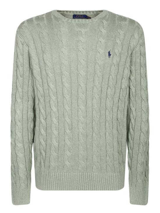 26SS 폴로 랄프로렌 로고 자수 케이블 니트 스웨터 710775885 528 Green