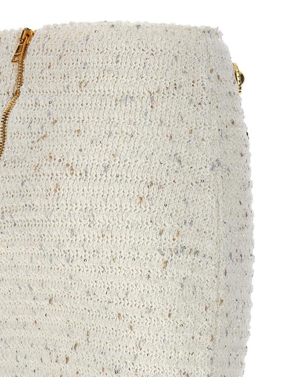  발망 미디 스커트 CF1LB049KF46GAD - BALMAIN