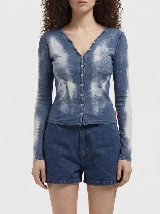 26SS 디젤 T-가브리엘 립-저지 가디건 A236660LECF 01 Blue