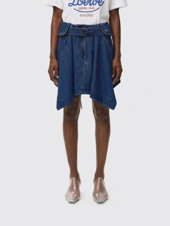26SS 로에베 미디 스커트 S540Y1EX03 LIGHTBLUE Gnawed Blue