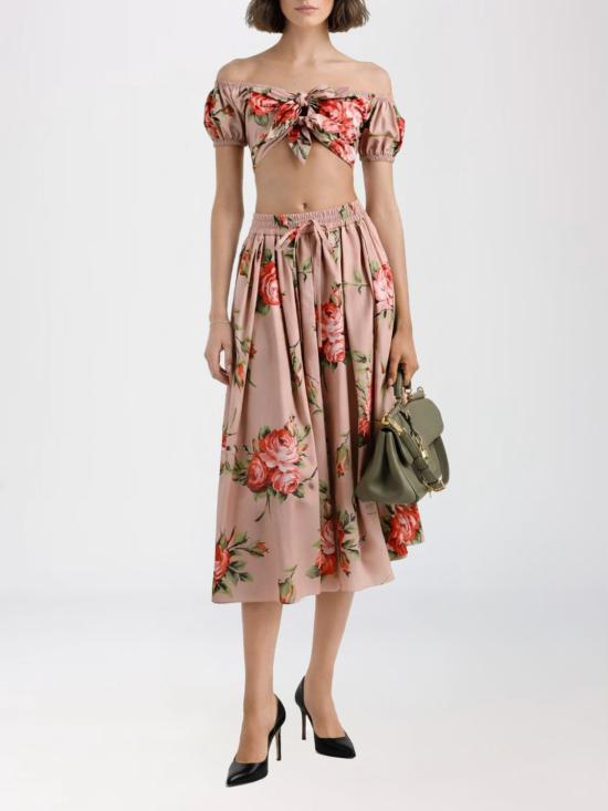 26SS 돌체앤가바나 로즈 부케 프린트 코튼 탑 F7AV0THS5UT HF5ZN Pink - DOLCE & GABBANA