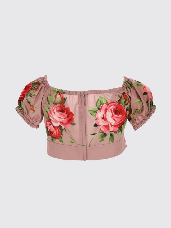 26SS 돌체앤가바나 로즈 부케 프린트 코튼 탑 F7AV0THS5UT HF5ZN Pink - DOLCE & GABBANA