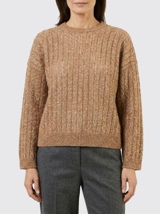 26SS 브루넬로 쿠치넬리 리넨 대즐링 케이블 오픈워크 스웨터 MCO559710 C8585 Burnt