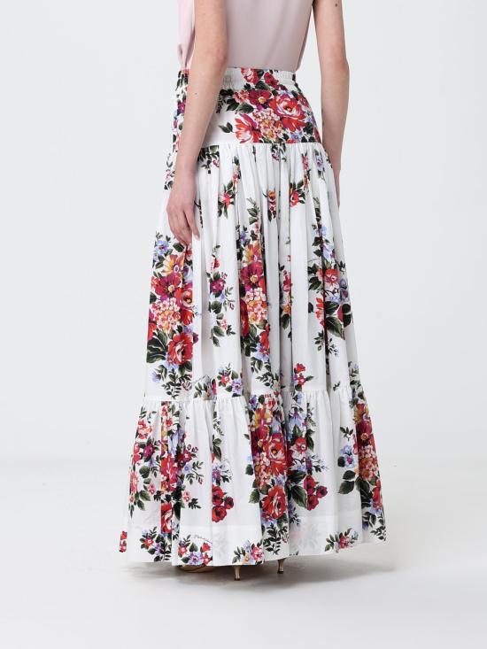 26SS 돌체앤가바나 플라워 부케 프린트 포플린 롱 스커트 F4DC6THS5UU HA5ZO White - DOLCE & GABBANA