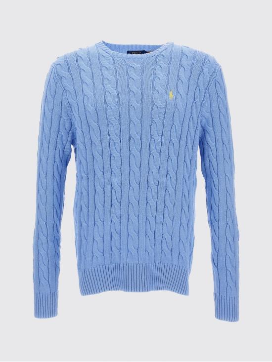 26SS 폴로 랄프로렌 로고 자수 케이블 니트 스웨터 710775885 535 Sky - POLO RALPH LAUREN