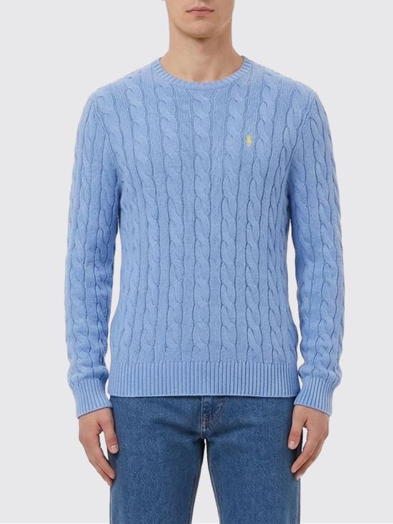 26SS 폴로 랄프로렌 로고 자수 케이블 니트 스웨터 710775885 535 Sky