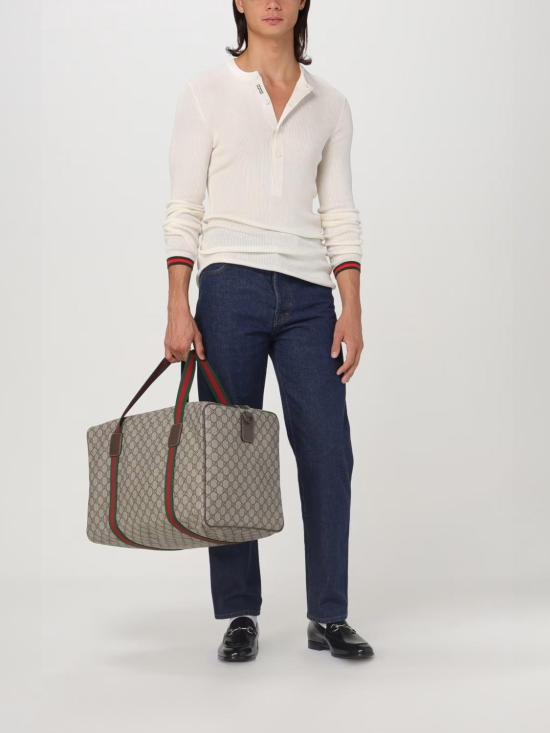 26SS 구찌 라지 더플백 스퀘어 웹 소프트 GG 수프림 758664FACK7 9768 Beige - GUCCI