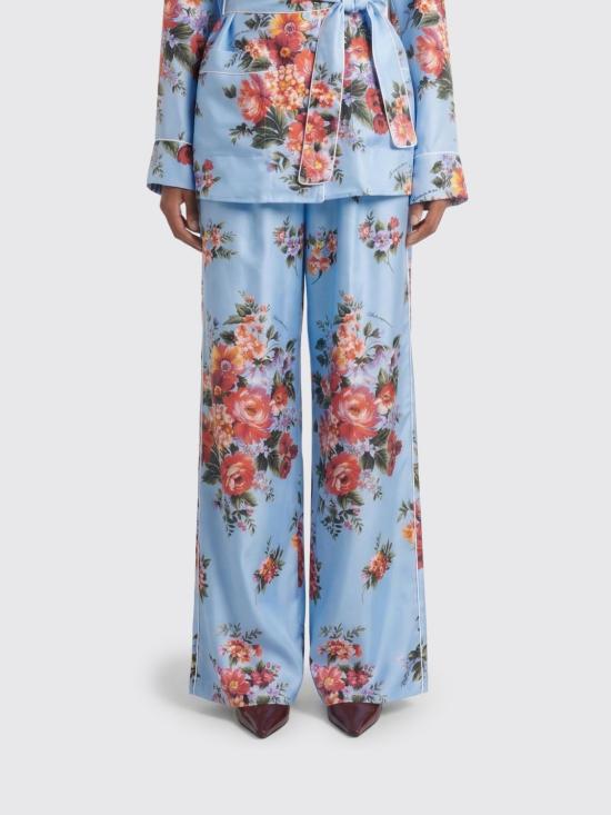 26SS 돌체앤가바나 플라워 부케 프린트 와이드 트윌 트라우저 FTDIVTIS11I HC5ZO Blue