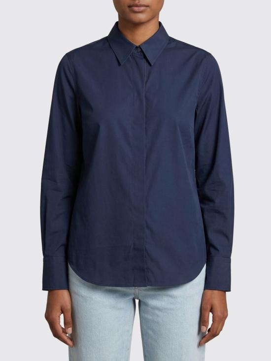 26SS 브루넬로 쿠치넬리 스트레치 코튼 포플린 샤이니 트림 셔츠 M0091MA626 C4224 Ocean