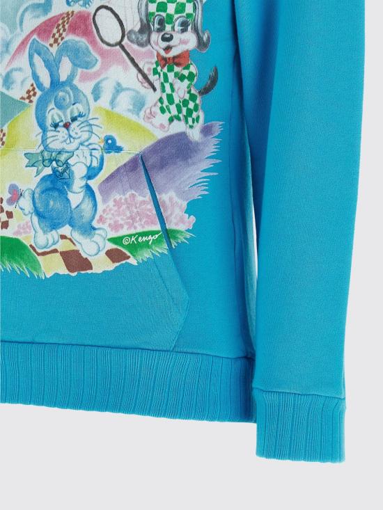 26SS 겐조 후드 티셔츠 FG52HO2004MQ 68 Blue - KENZO