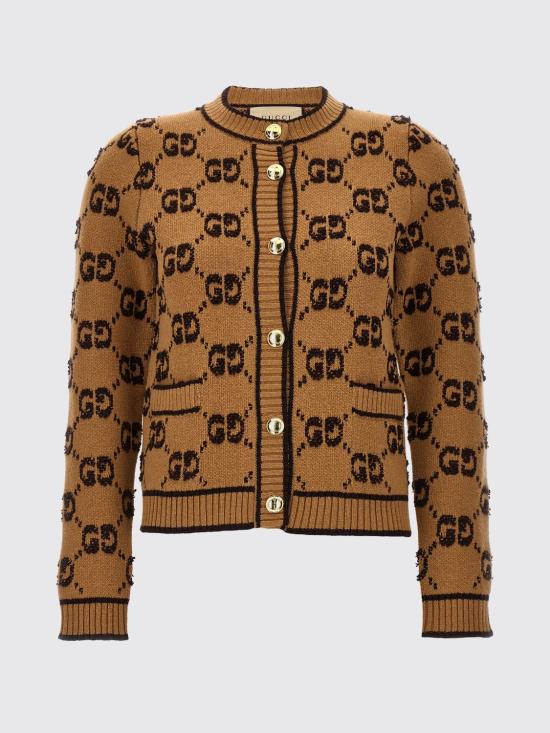 26SS 구찌 GG 울 부클 자카드 가디건 713300XKCNA 2668 Beige - GUCCI