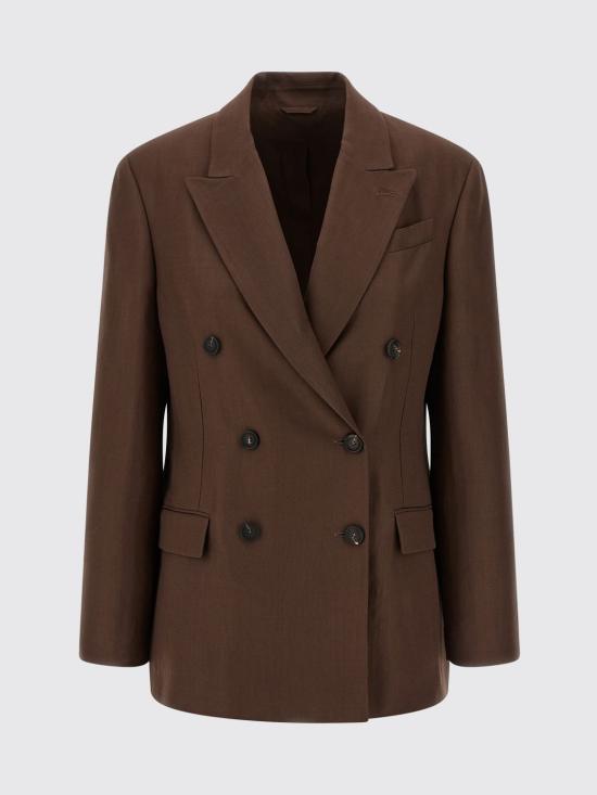 26SS 브루넬로 쿠치넬리 모닐리 비스코스 & 리넨 플루이드 트윌 블레이저 MH1267094 C9284 Brown - BRUNELLO CUCINELLI