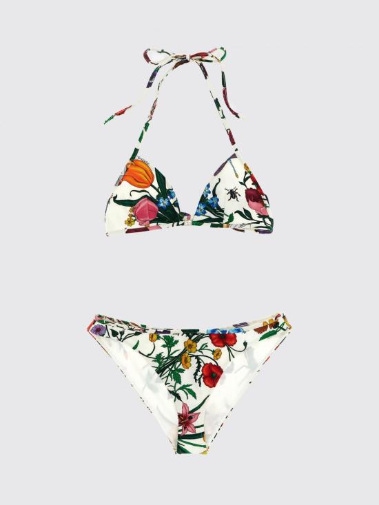 26SS 구찌 플로라 프린티드 스파클링 저지 비키니 867524XHALP 9413 White - GUCCI
