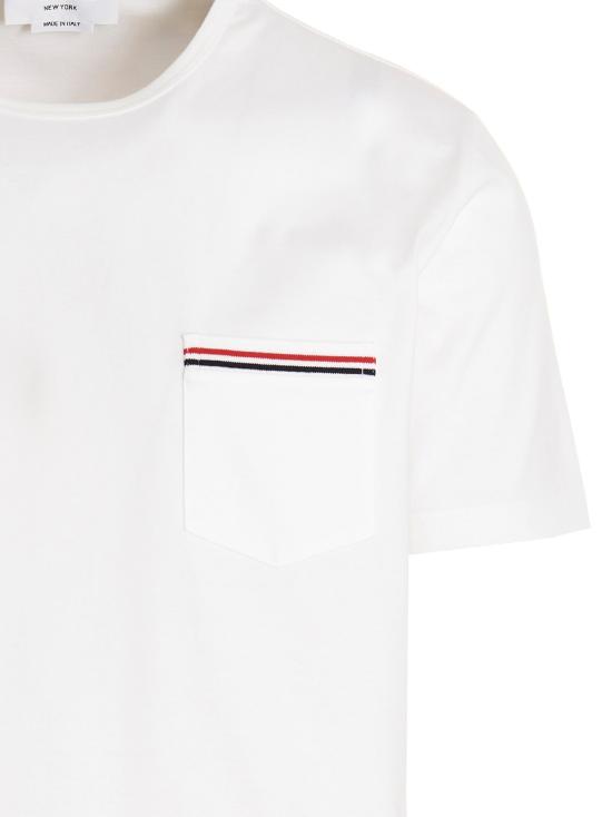  톰브라운 반팔 티셔츠 로고 밴드 저지 티셔츠 화이트 - THOM BROWNE