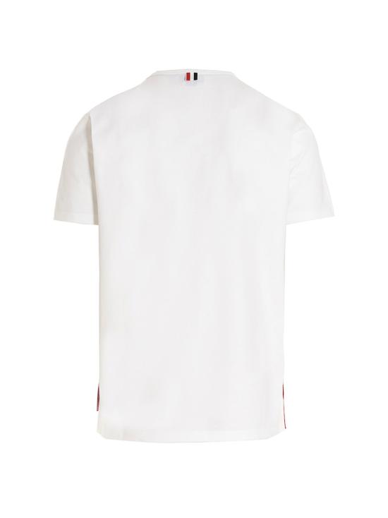  톰브라운 반팔 티셔츠 로고 밴드 저지 티셔츠 화이트 - THOM BROWNE