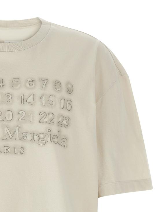  마르지엘라 반팔 티셔츠 로고 티셔츠 베이지 - MAISON MARGIELA
