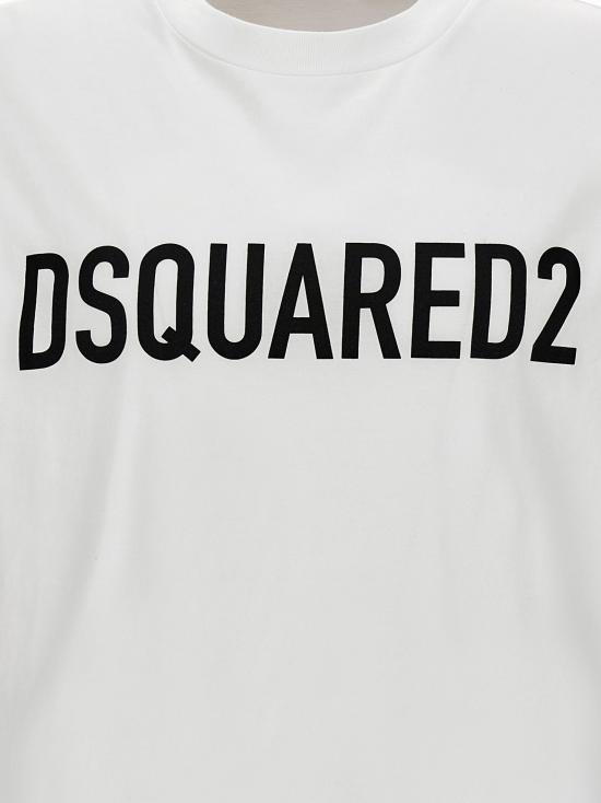  디스퀘어드2 반팔 티셔츠 로고 티셔츠 (흰색/검정색) - DSQUARED2