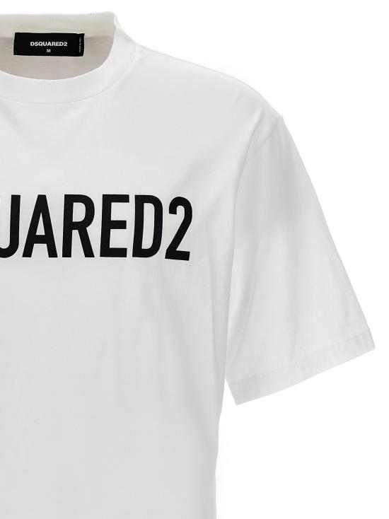  디스퀘어드2 반팔 티셔츠 로고 티셔츠 (흰색/검정색) - DSQUARED2