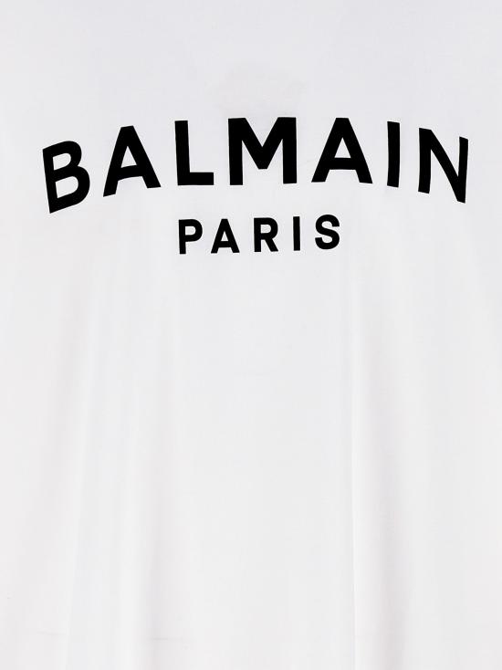  발망 반팔 티셔츠 로고 티셔츠 (흰색/검정색) - BALMAIN