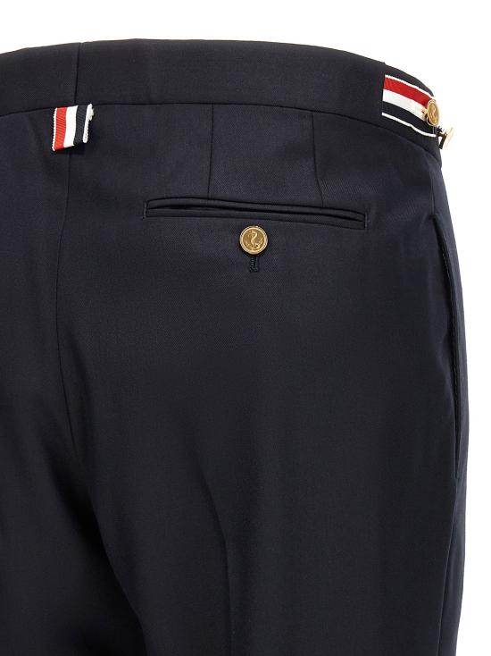 톰브라운 스트레이트 팬츠 로우라이즈 팬츠 블루 - THOM BROWNE