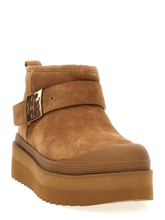  토리버치 부츠 부드러운 양털 플랫폼  및 앵클  브라운 - TORY BURCH