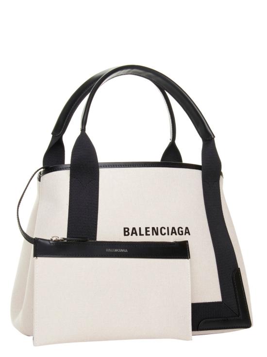  발렌시아가 토트백 네이비 카바스  화이트/블랙 - BALENCIAGA