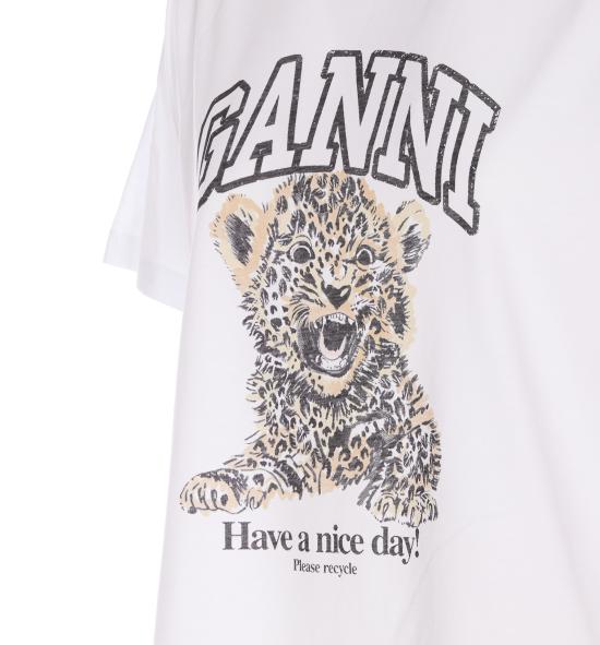 26SS 가니 베이직 저지 레오파드 릴렉스드 티셔츠 T4124 943 Brown - GANNI