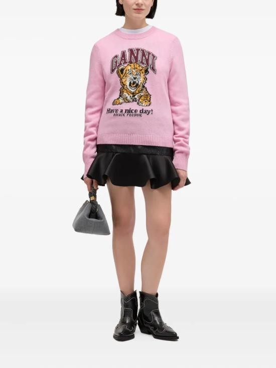 26SS 가니 그래픽 울 니트 A1070047 868 Chalk pink - GANNI