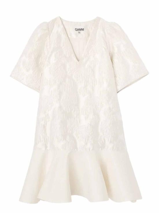 26SS 가니 새틴 클로케 미니 드레스 A1030105 135 Egret