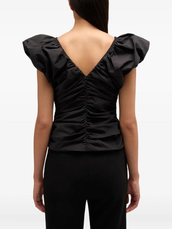 26SS 가니 투웨이 집 클로저 러치드 슬리브리스 탑 A1040071 099 Black - GANNI