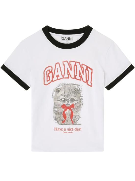 26SS 가니 키티 크롭 티셔츠 A1050030 151 White