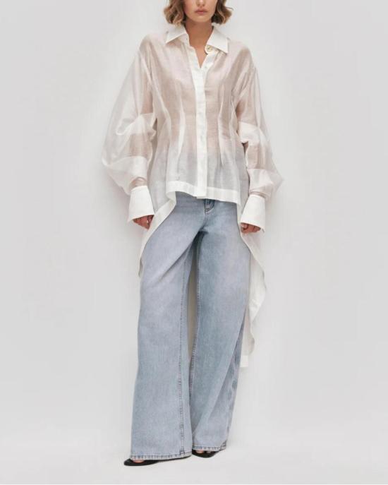  에이지 블라우스 아제 머피 롱셔츠 화이트 - AJE